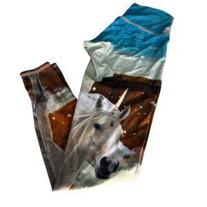 Teeki Unicorn Hot Pant Yoga Leggings Ankle Length Size Small